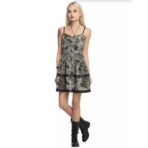 Spin Doctors Mini Dress M Luna Print Studded Owls Bats Birds Wolves Goth Witch